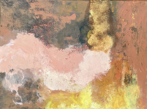 Geel abstract acryl schilderij