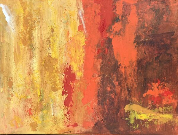 Geel abstract acryl schilderij